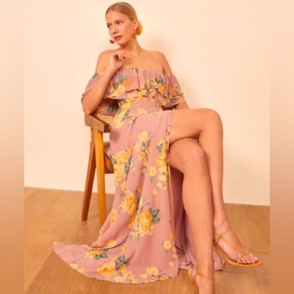 NWT** Reformation Abelia Dress- Gwenyth Maxi Size 6 Pink - Picture 1 of 15